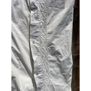 Vintage Crocheted Duvet Cover White 1970s Double Heavy Cotton Covered Button